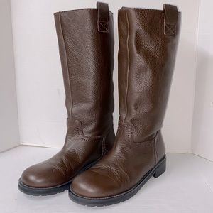 Boden Chunky Pull-On Brown Leather Boots
